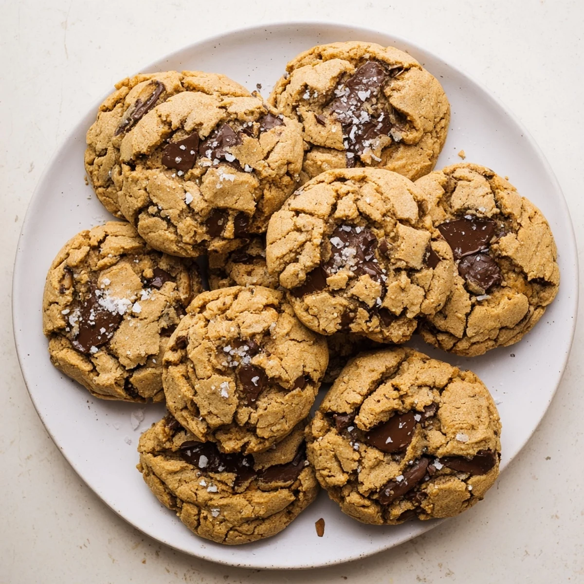 Freshly baked Miso Chocolate Chip Cookies on a cooling rack, showcasing golden edges and melty chocolate chips in a warm kitchen setting.  