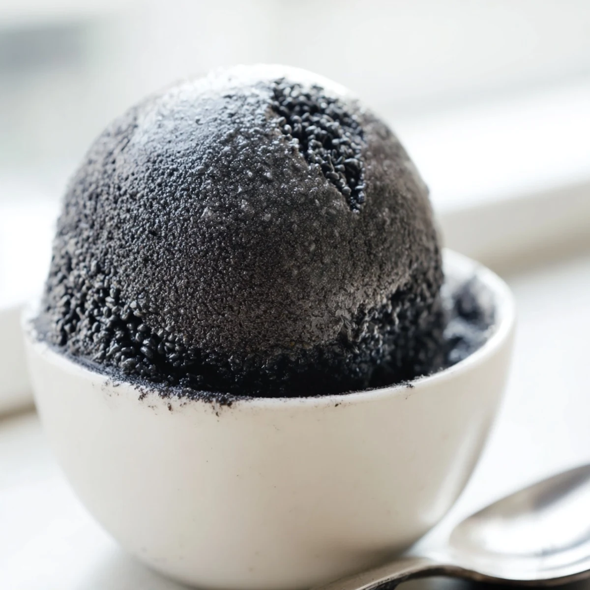 In a waffle cone, Toasted Black Sesame Ice Cream offers a nutty aroma and a smooth, velvety texture perfect for summer.