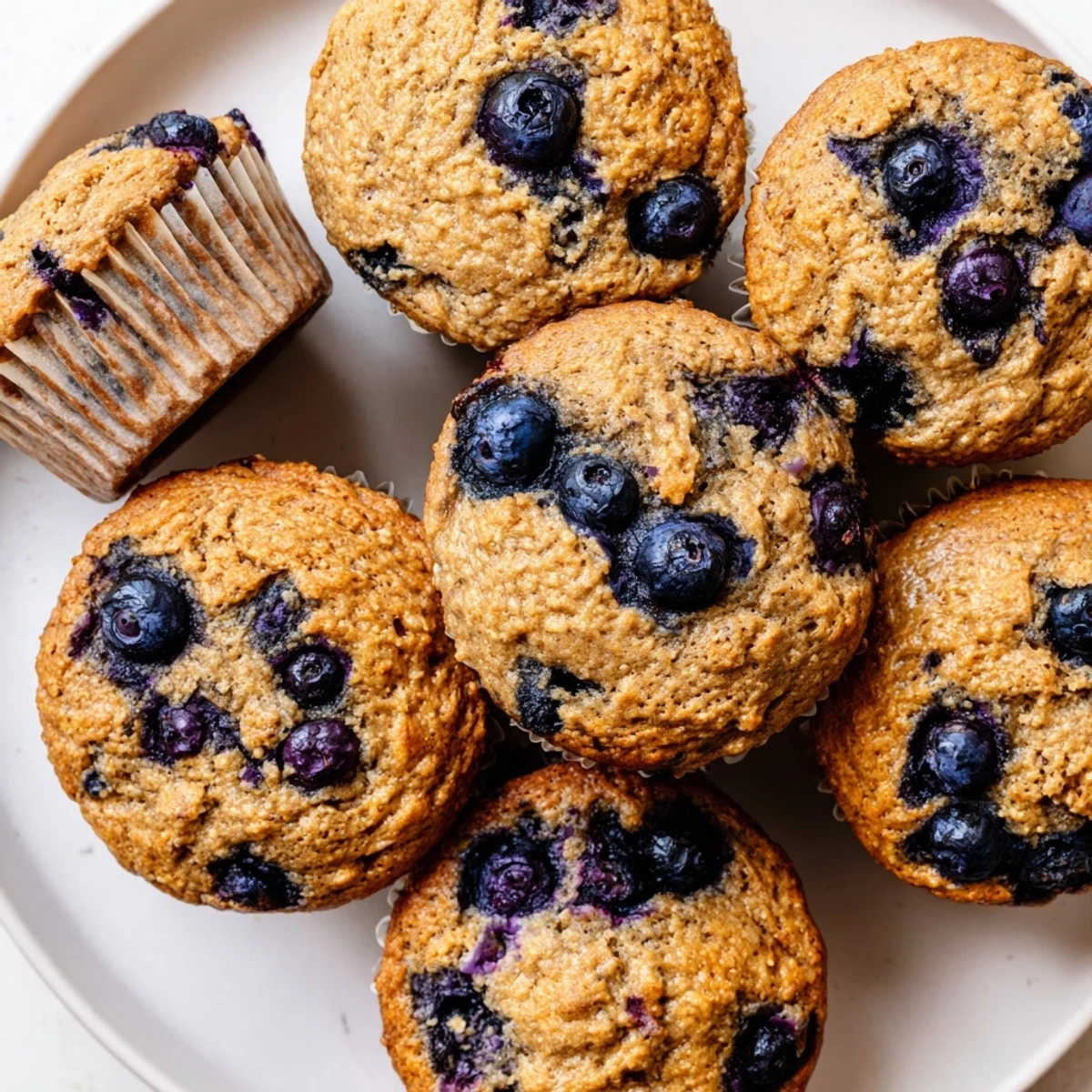 Sturdy bag-friendly Greek Yogurt Blueberry Protein Muffins packed in a portable breakfast container.