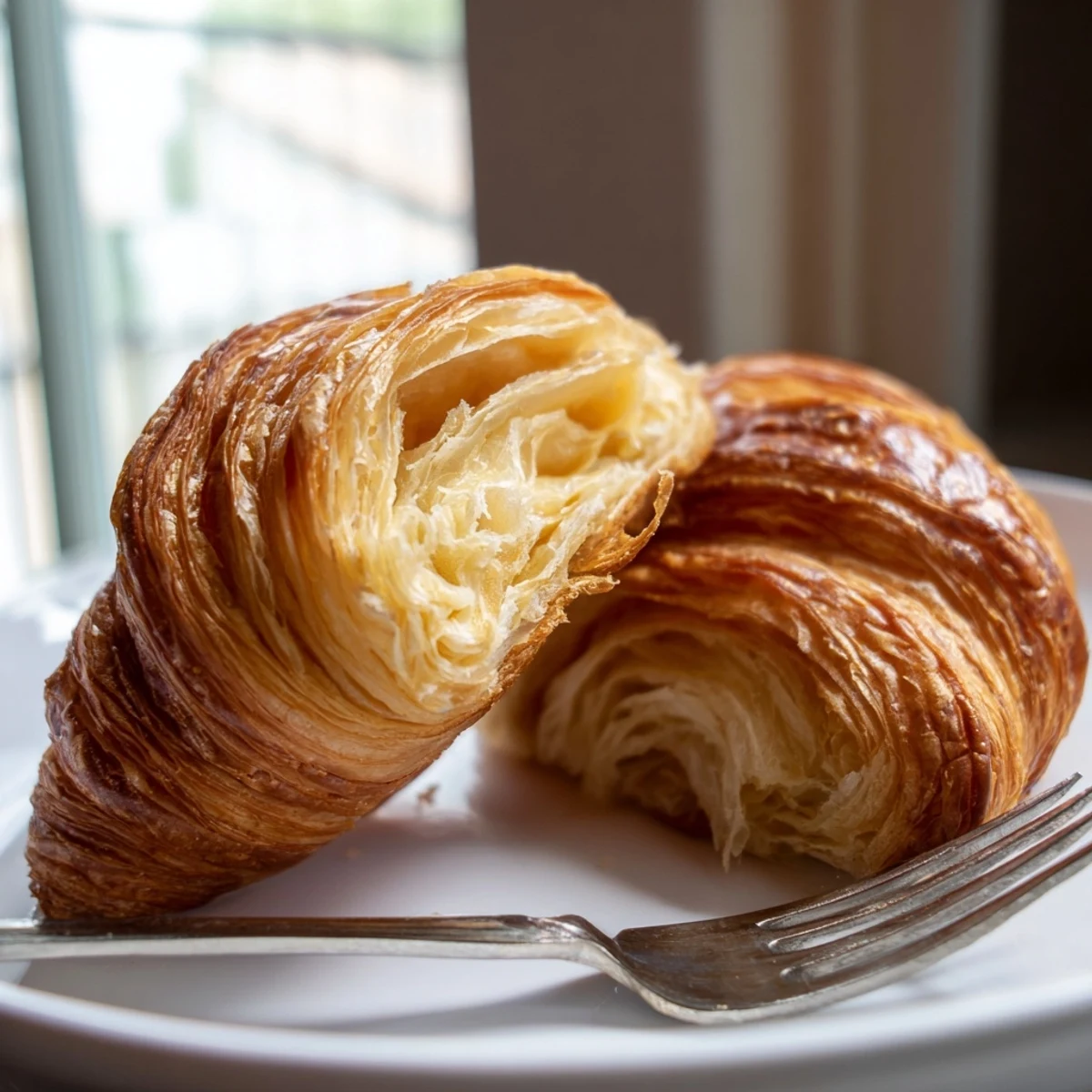 Freshly baked gluten-free croissants with a buttery aroma and honey-colored layers, perfect for breakfast.