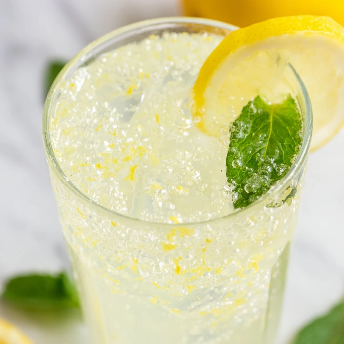 Zesty lemon syrup blends with ice and lemonade to make this Easy Limoncello Mocktail Refreshing Drink a bright, alcohol-free beverage.
