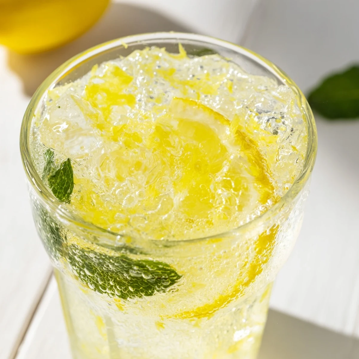 A chilled glass of Easy Limoncello Mocktail Refreshing Drink garnished with lemon slices and mint leaves, perfect for summer gatherings.