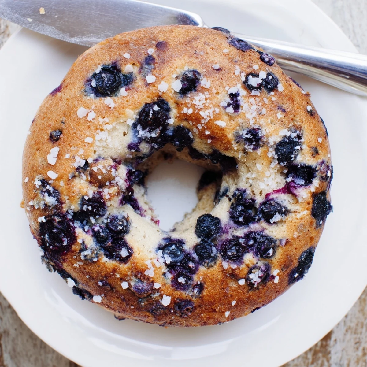 Gluten-free blueberry bagels served toasted with cream cheese on a cozy breakfast table setting.