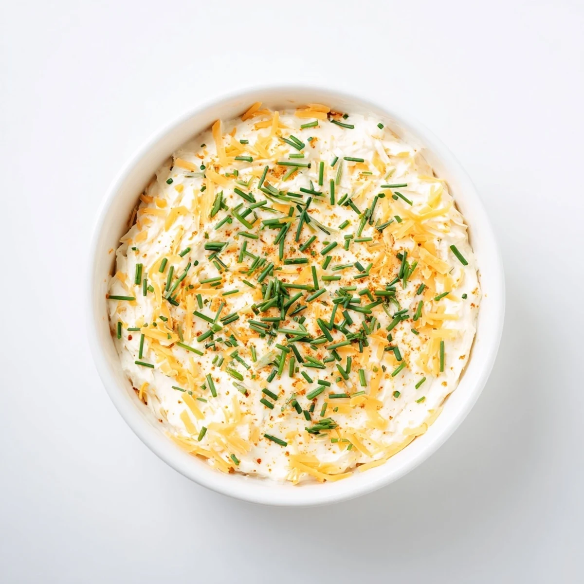 Creamy savory pretzel dip topped with fresh chives alongside warm golden pretzels