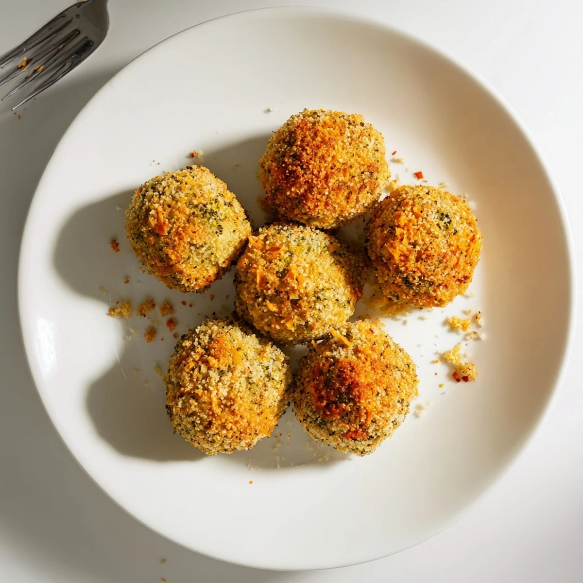 Crispy baked broccoli and cheese balls served with marinara dipping sauce for appetizers
