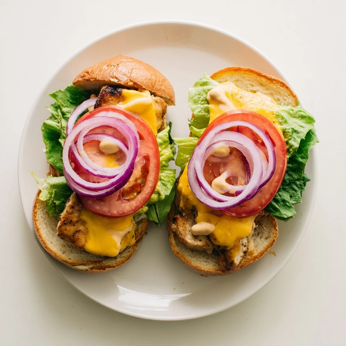 Savory cheesy grilled chicken sandwich featuring juicy spiced chicken breast and melted cheese
