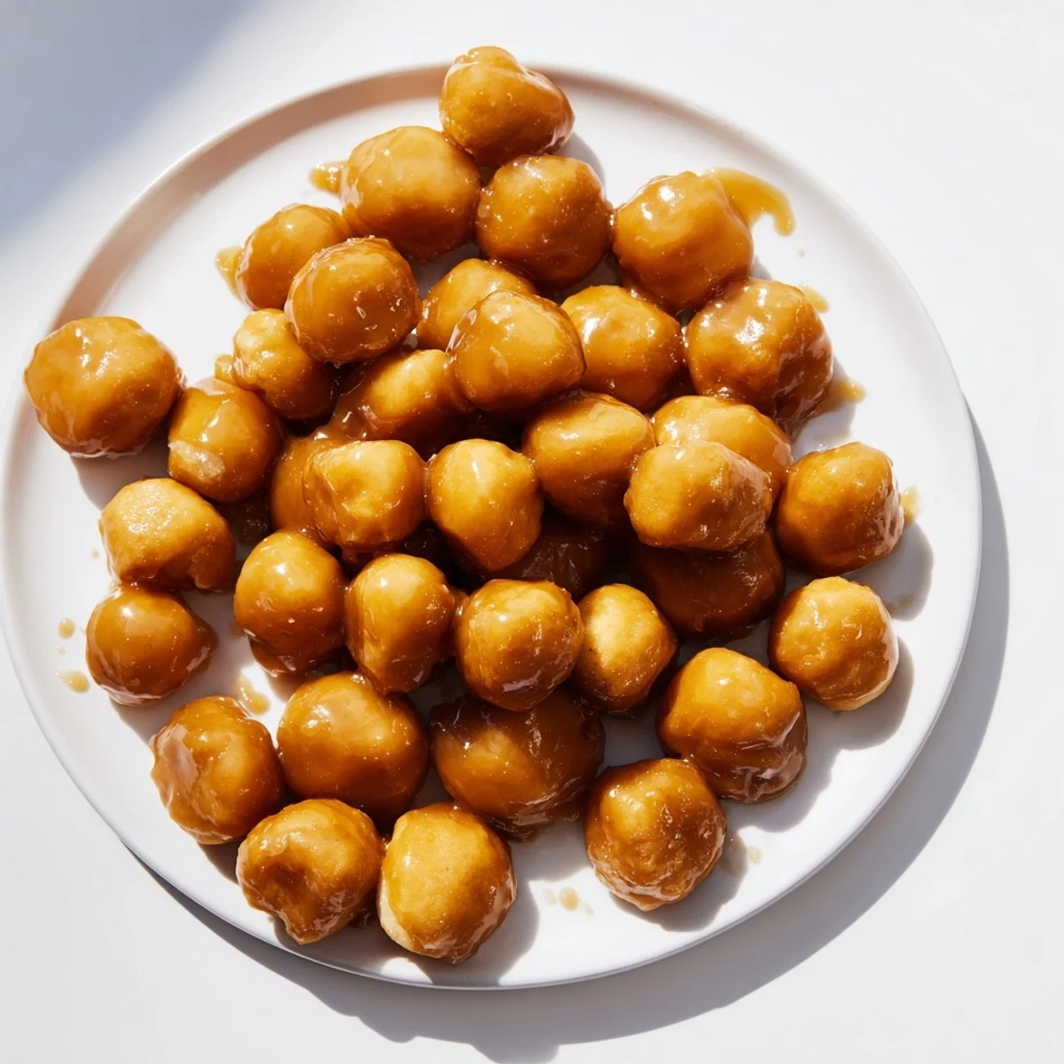 Buttery caramel crunch oyster crackers scattered on parchment paper after baking