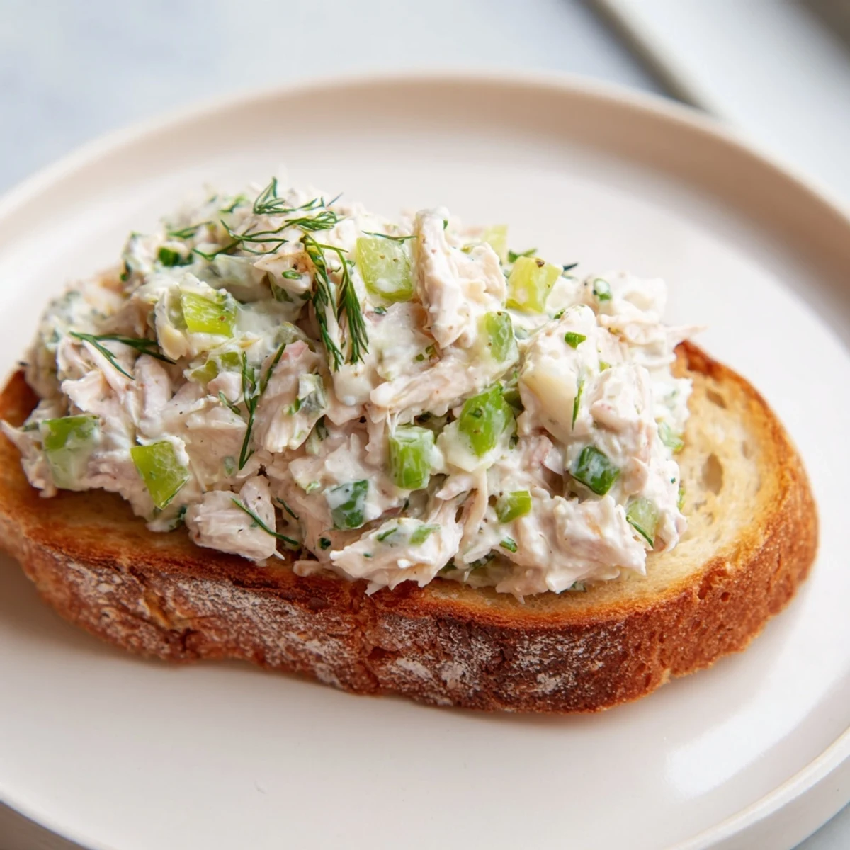Crispy buttered toast topped with fresh lump crab salad and delicate chives