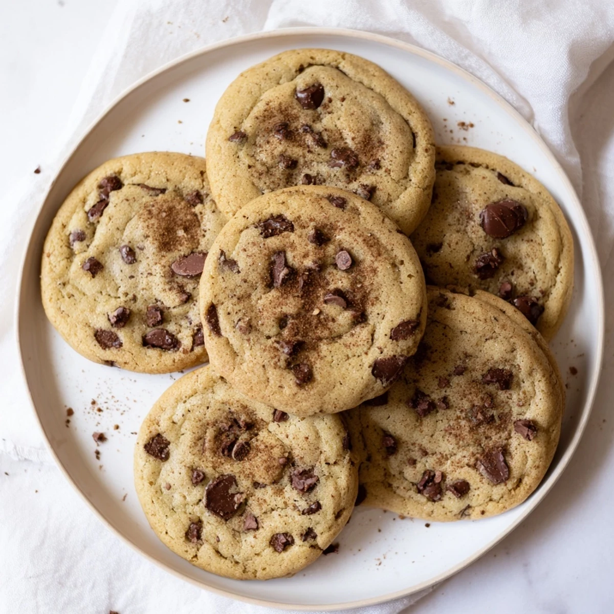 Soft batch of Vietnamese cinnamon chocolate chip cookies fresh from the oven with slightly crisp edges