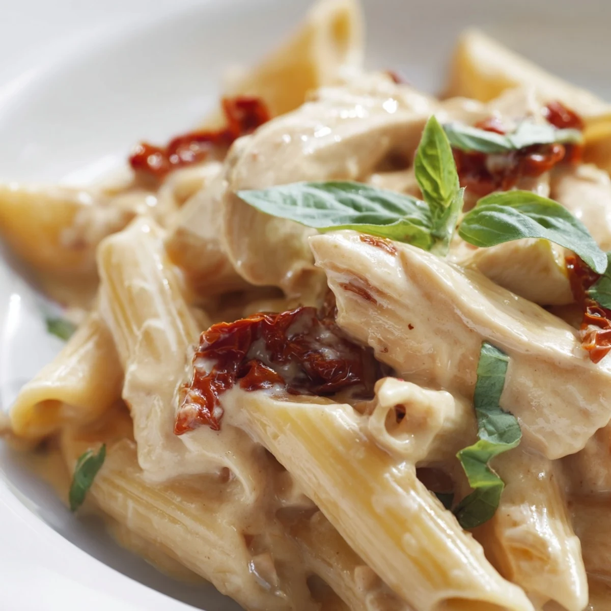 Creamy Marry Me Chicken Pasta with tender sliced chicken breast in golden parmesan sauce
