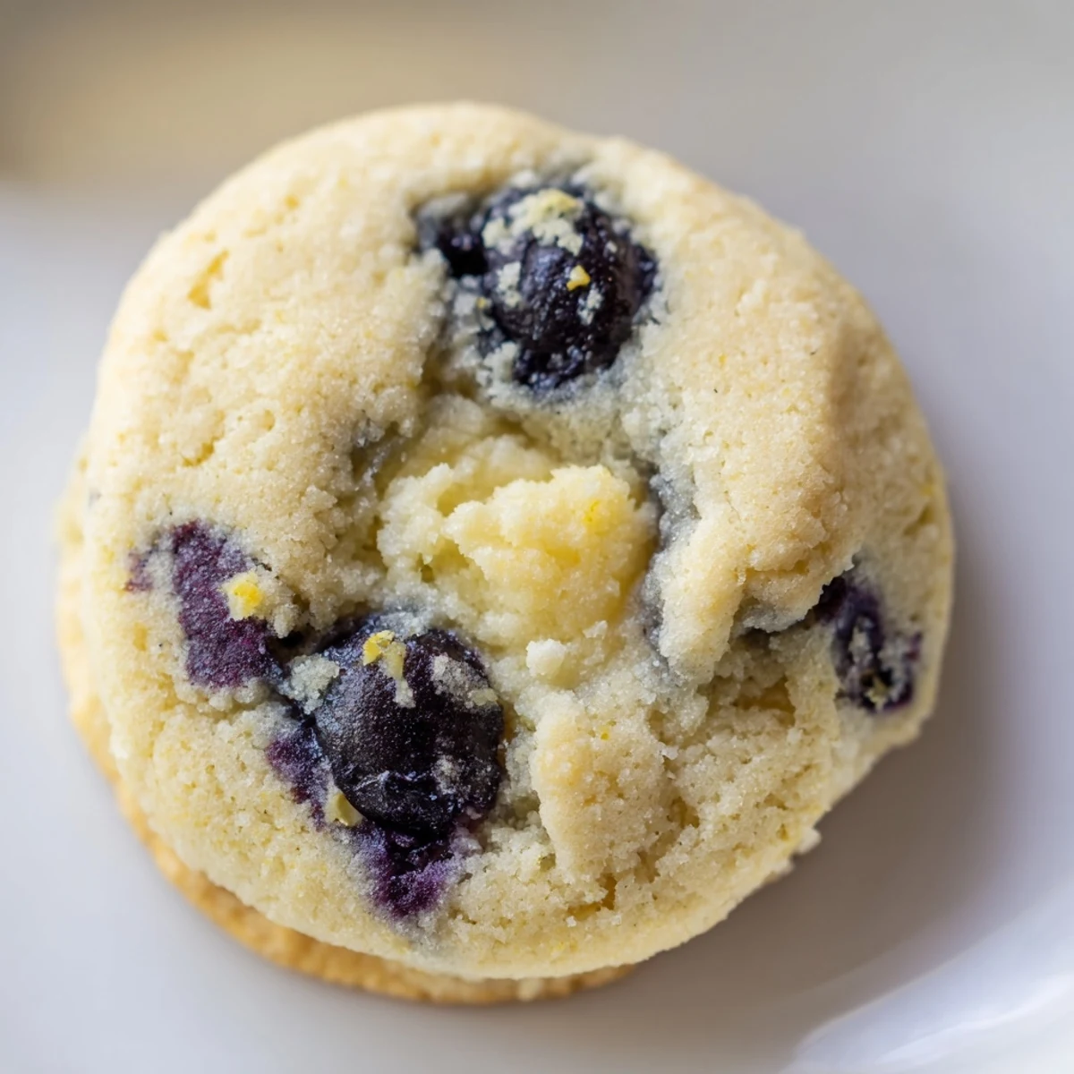 Soft lemon blueberry cheesecake cookies with golden edges and juicy berry bursts on rustic parchment paper