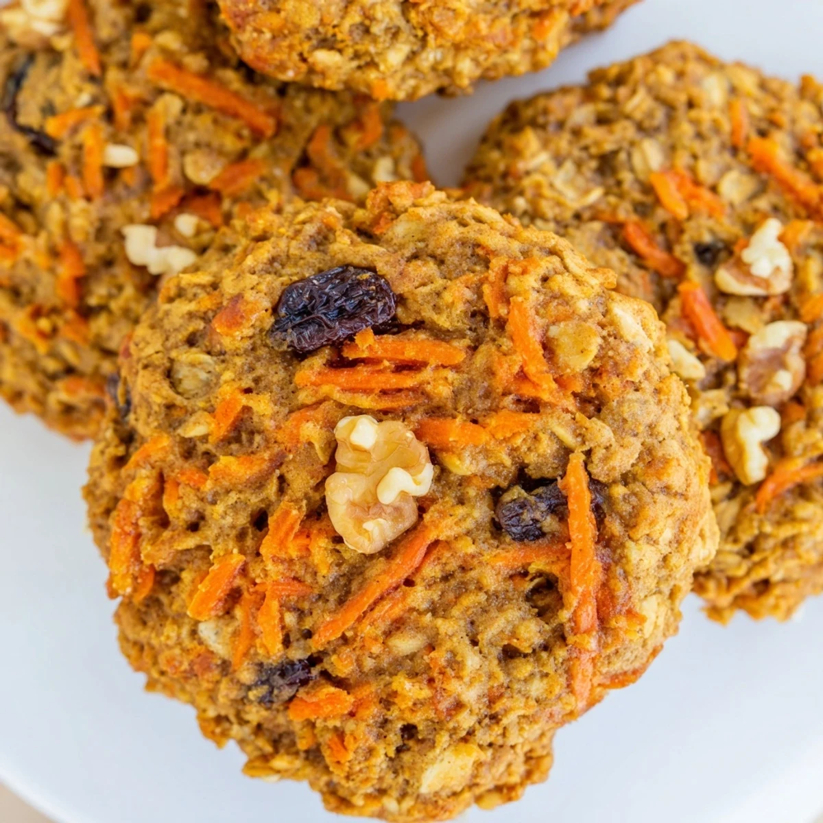 Golden chewy carrot cake cookies fresh from the oven with soft, spiced centers