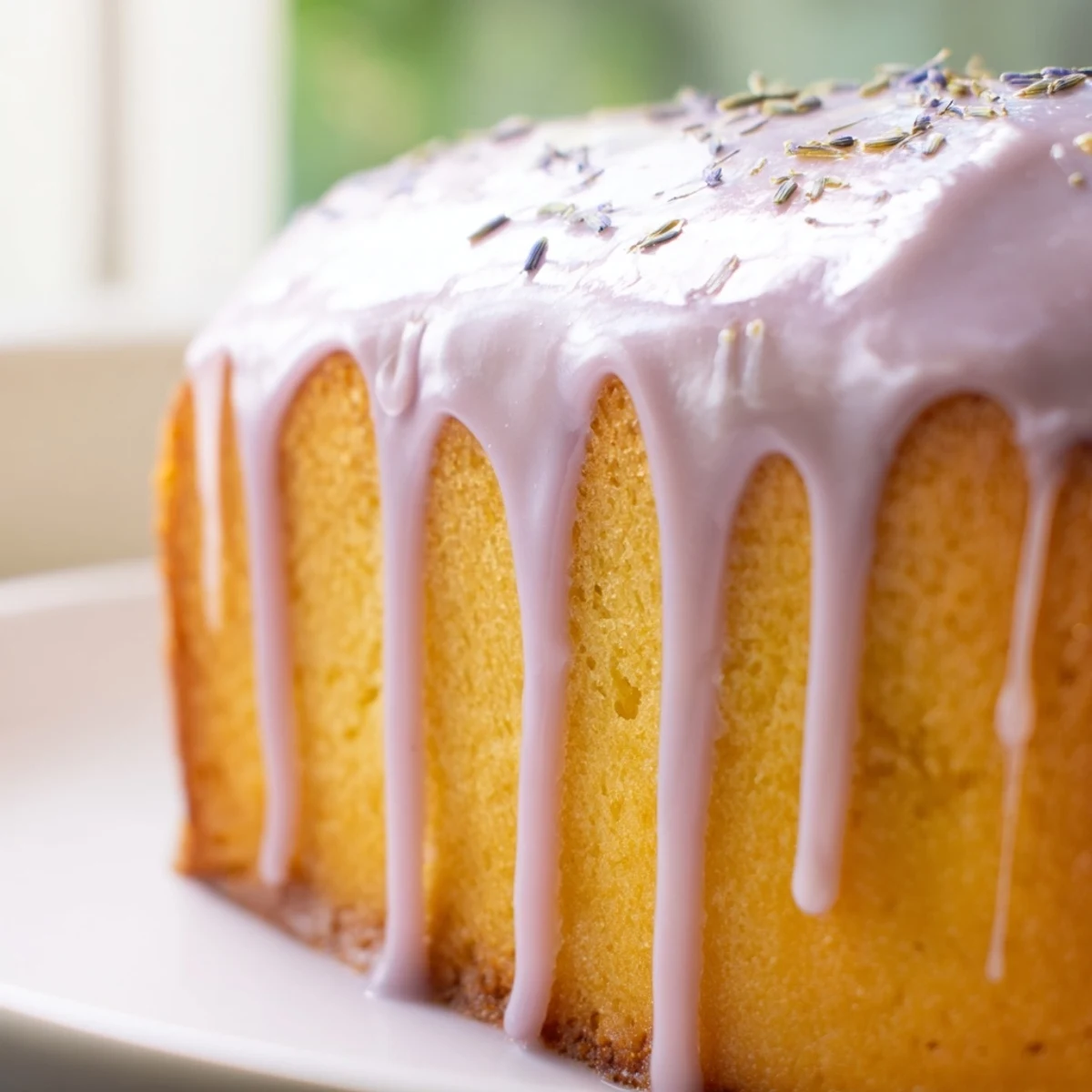 Smooth purple-tinged lavender glaze ready for drizzling over fresh baked scones