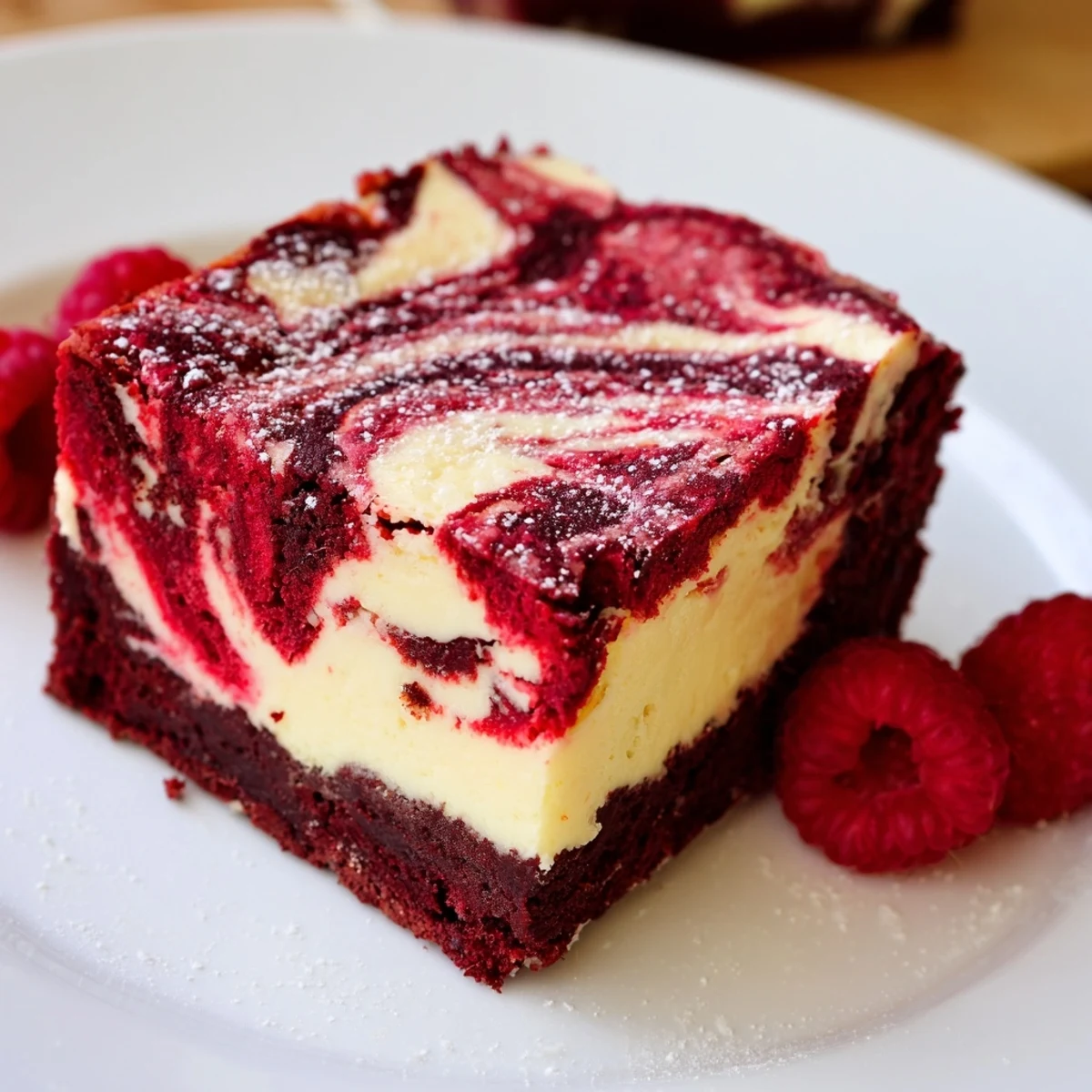 Red Velvet Brownies With Cheesecake Layer cooling on parchment, swirled ruby velvet texture  