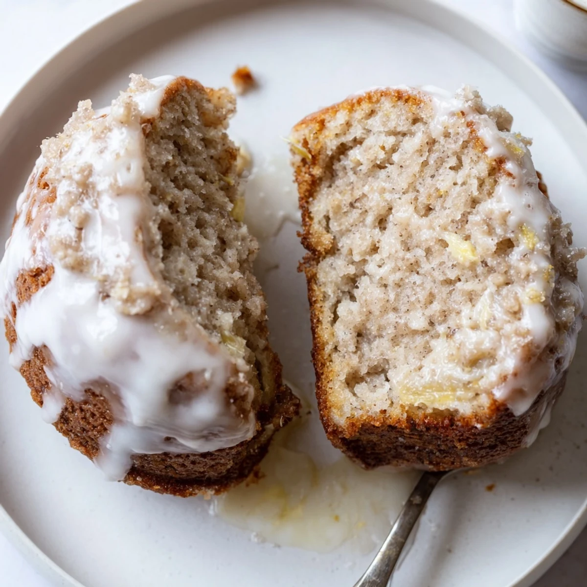 Warm banana donuts fresh from oven, golden tops and moist crumb