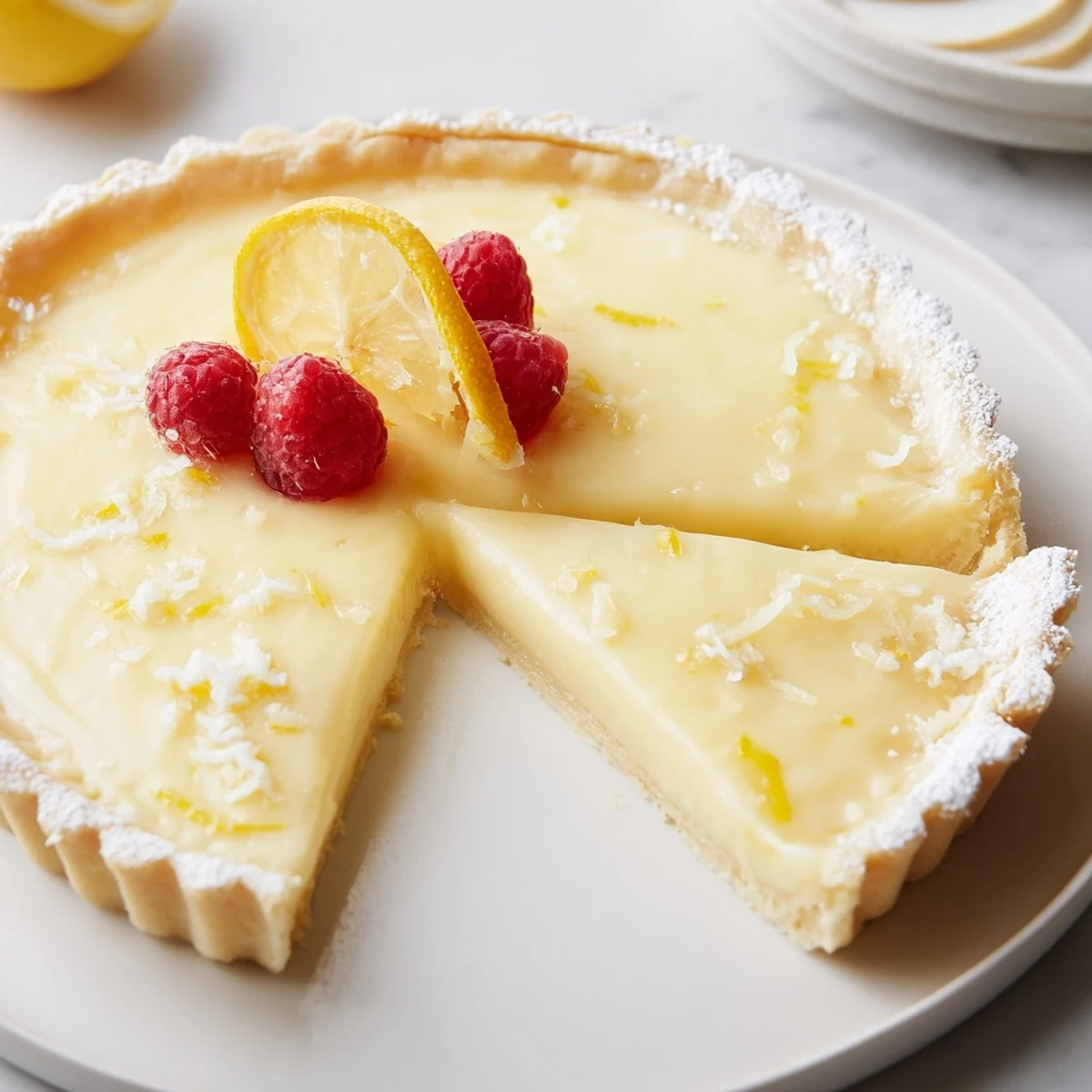 Silky filling and golden crust highlight this Creamy Lemon Tart Recipe.