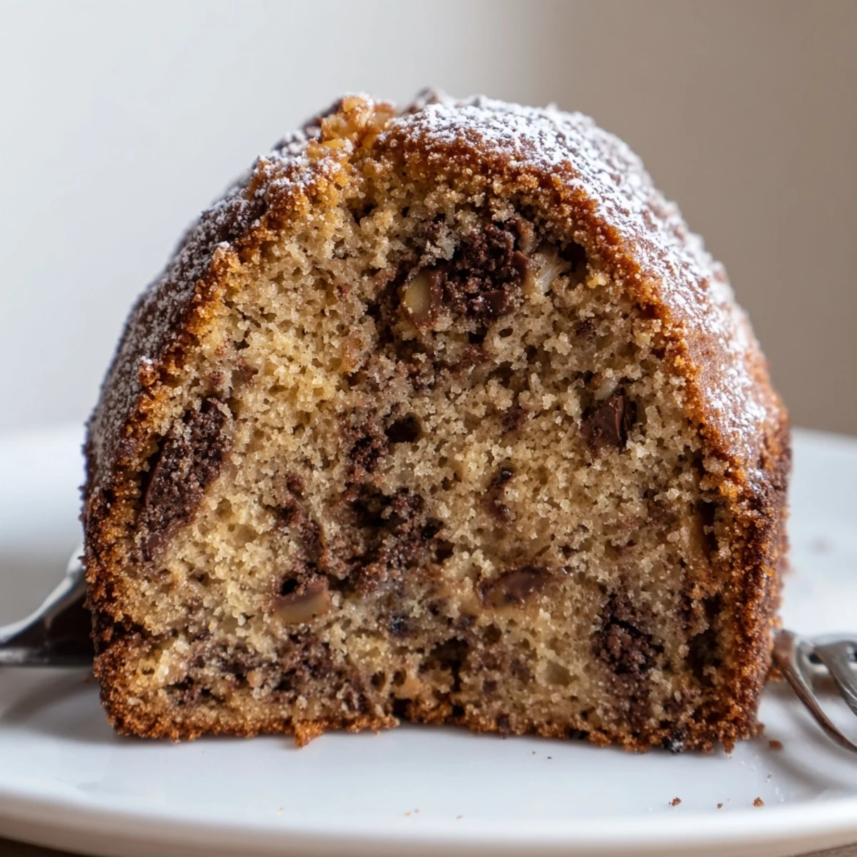 Cream cheese topped Banana Bread Cake Recipe served with vanilla ice cream
