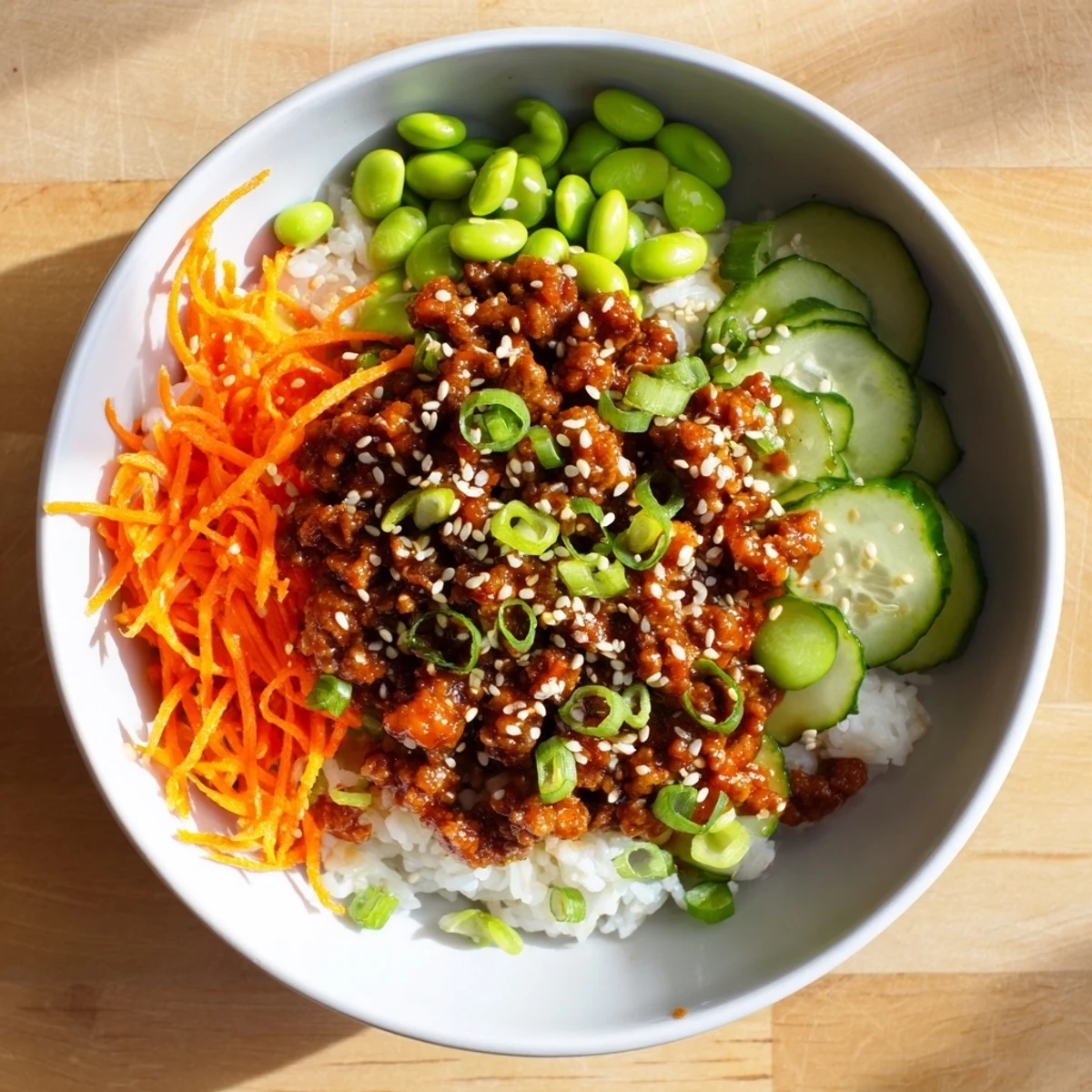Tender glazed beef drizzled with sweet spicy honey sauce served over steamed white rice
