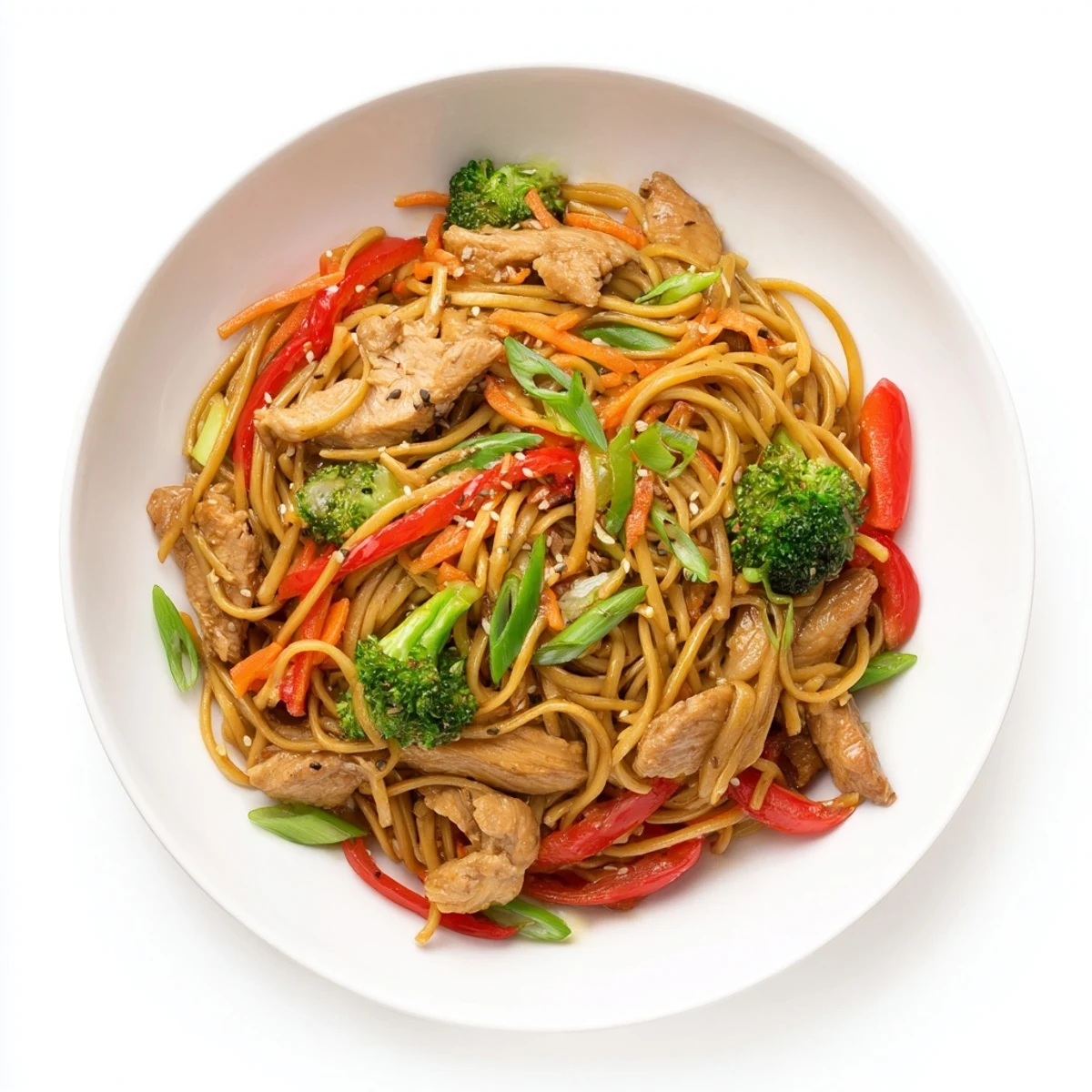Savory Garlic Chicken Lo Mein Delight tossed with crisp broccoli and fragrant garlic
