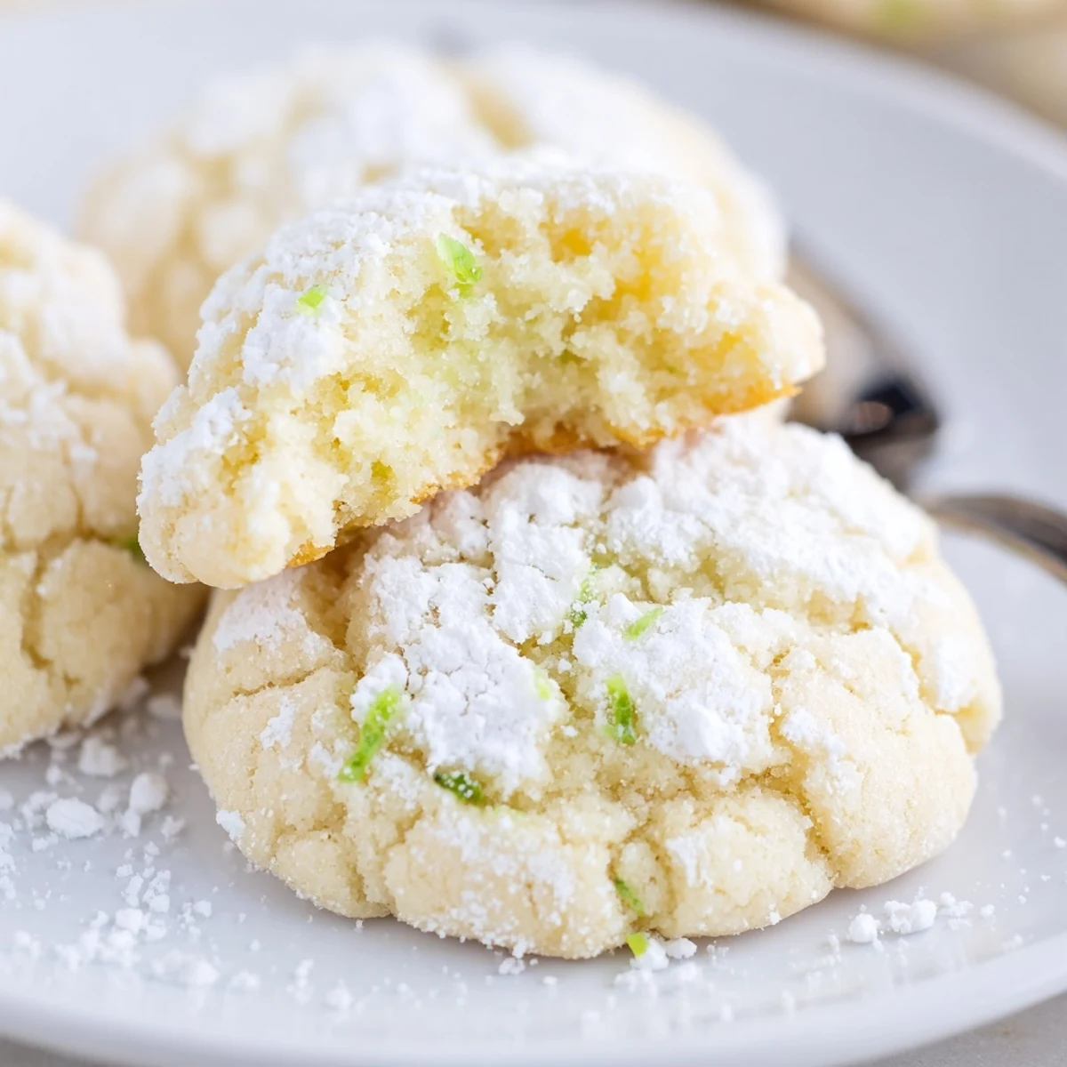 Soft, chewy Tropical Coconut Key Lime Crinkle Cookies cooling on a wire rack.