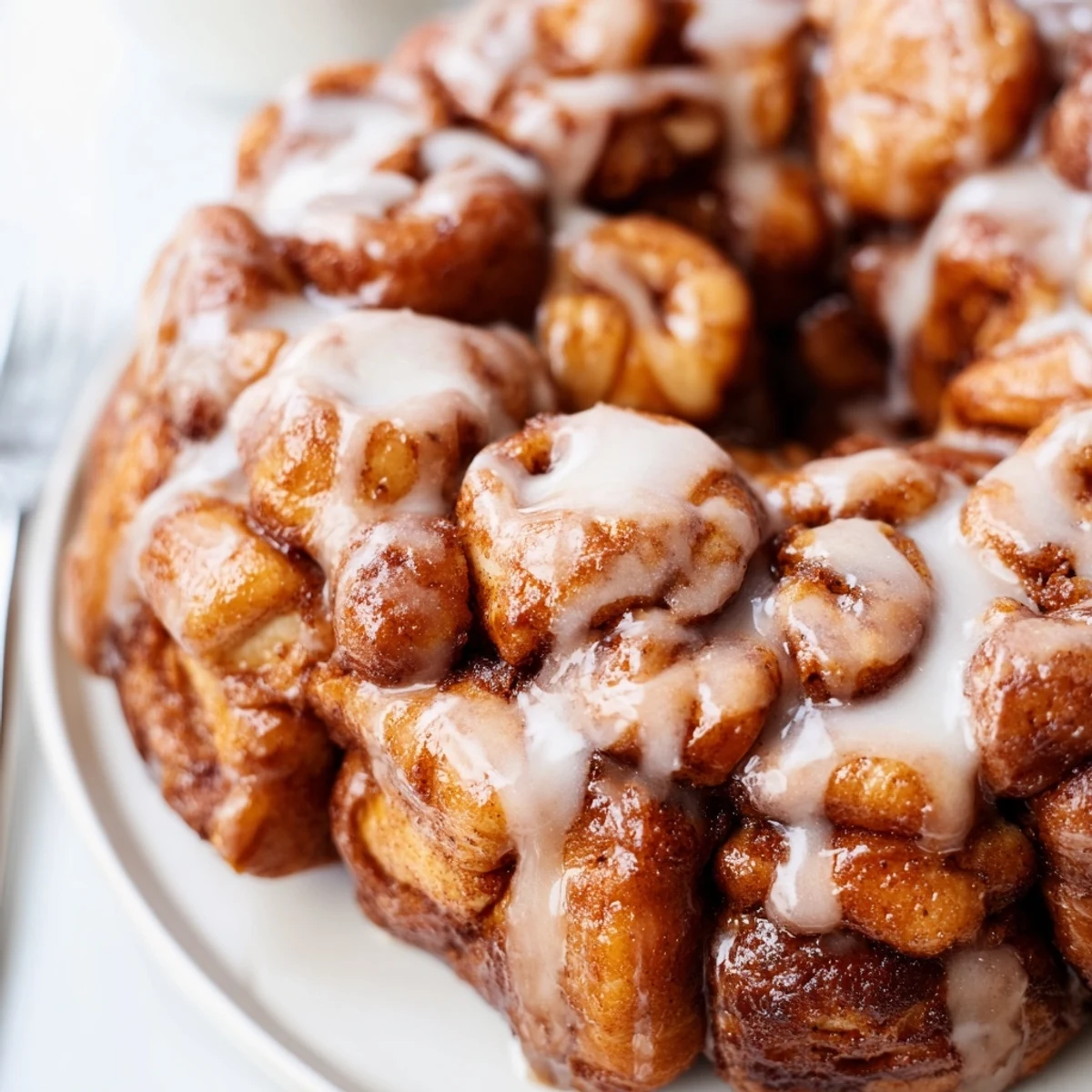 Golden browned Cinnamon Roll Monkey Bread cooling in bundt pan, buttery aroma