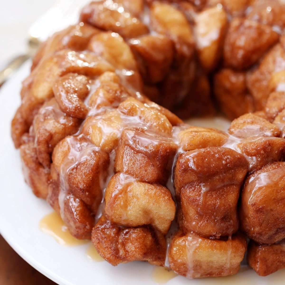 Pull apart Cinnamon Roll Monkey Bread served warm with coffee, soft sticky layers