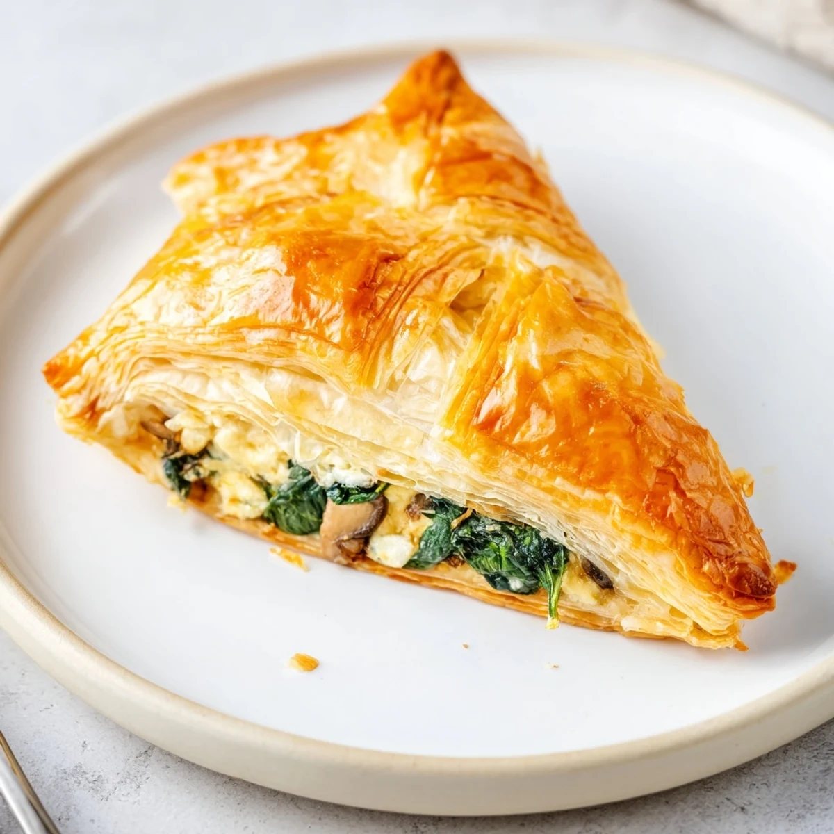 Savory Spinach And Mushroom Puff Delights, golden flaky pastries steaming on parchment