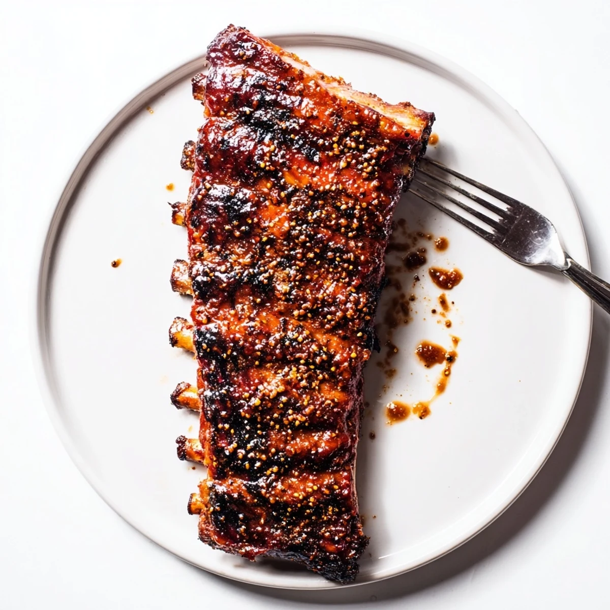 Carved Grilled Ribs resting on cutting board, tender meat and glistening glaze
