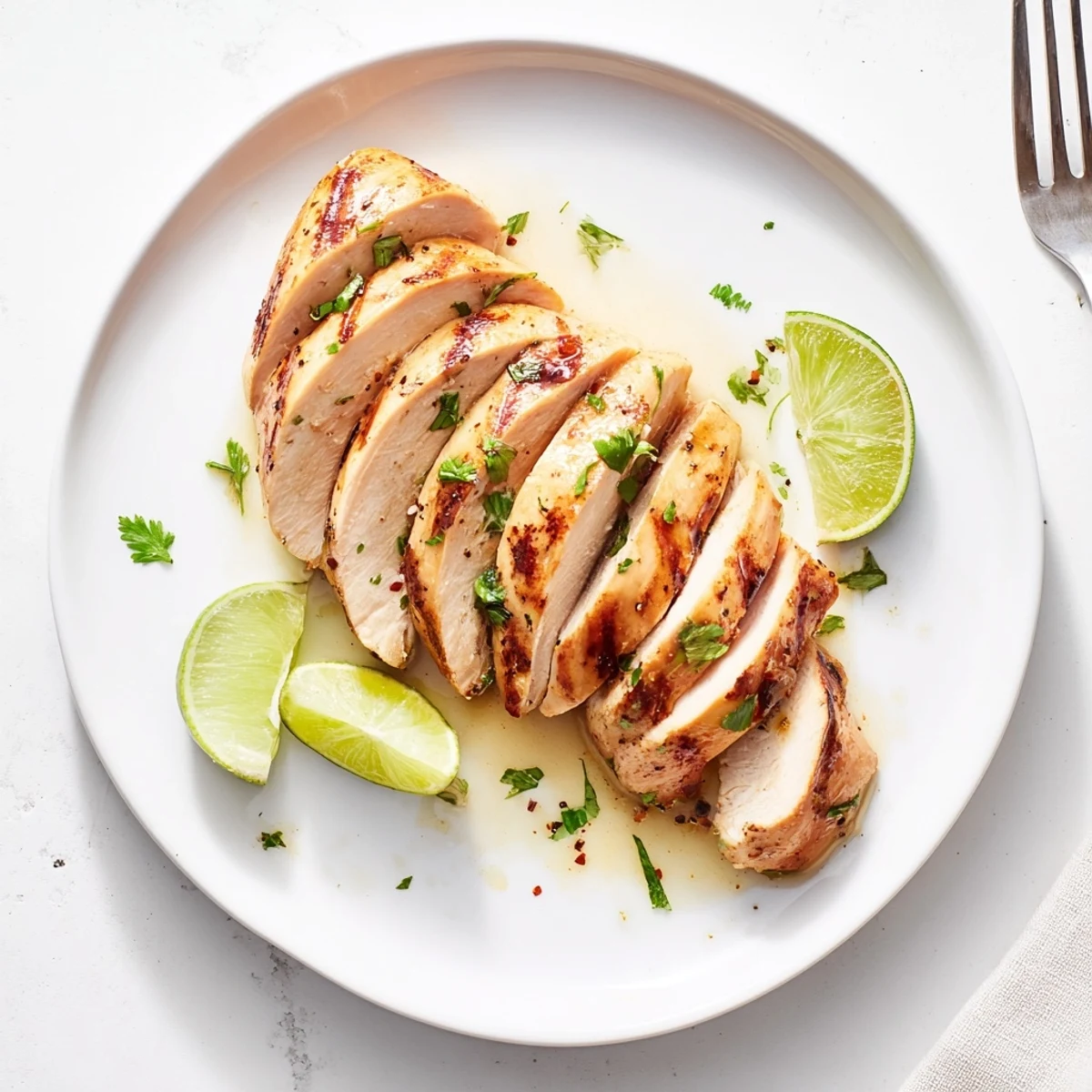 Smoky Key West Grilled Chicken with charred grill marks, juicy citrus aroma