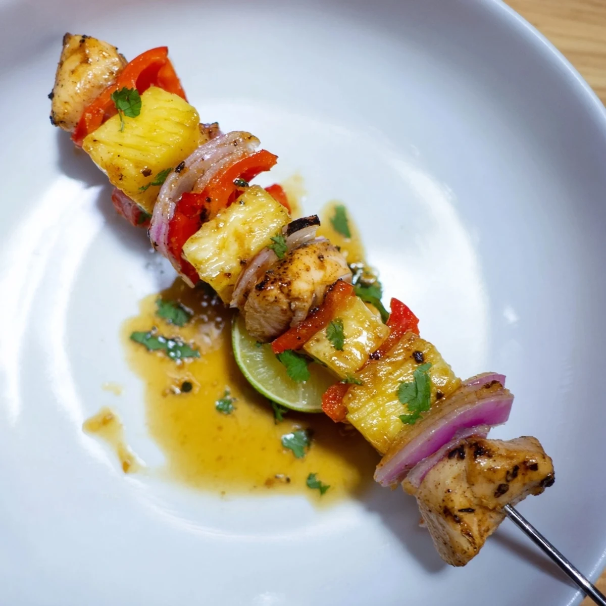 Charred pineapple, peppers on Savor The Flavor With Grilled Pineapple Chicken Kabobs Recipe skewers