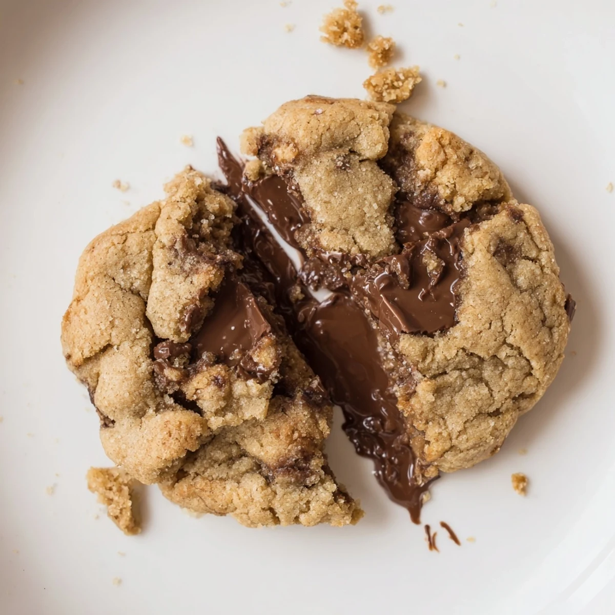 Stacked Chocolate Filled Cookies showing melted chocolate oozing, ideal with coffee