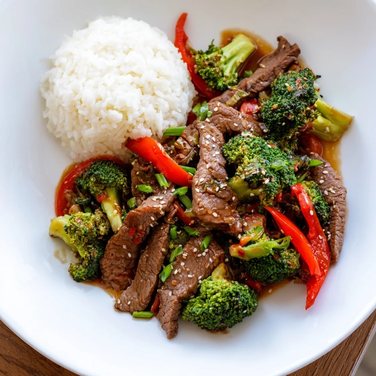Sizzling Beef And Broccoli Stir Fry tossed with glossy garlicky sauce, steam rising.