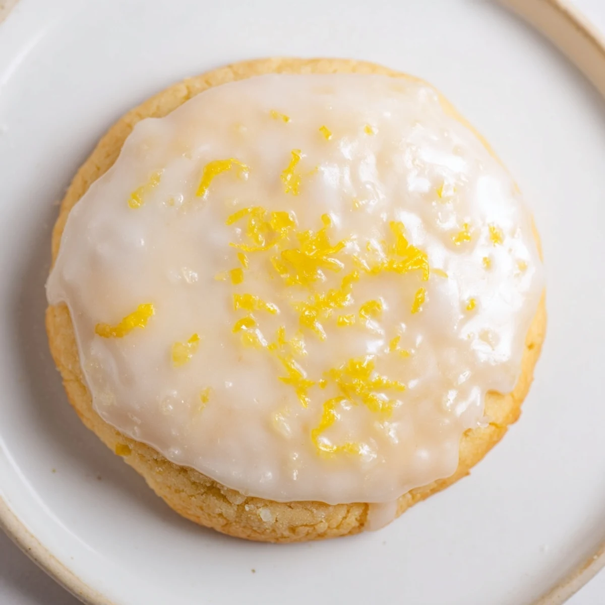 Close-up of glazed Lemon Cookies With Lemon Glaze, ready for spring serving
