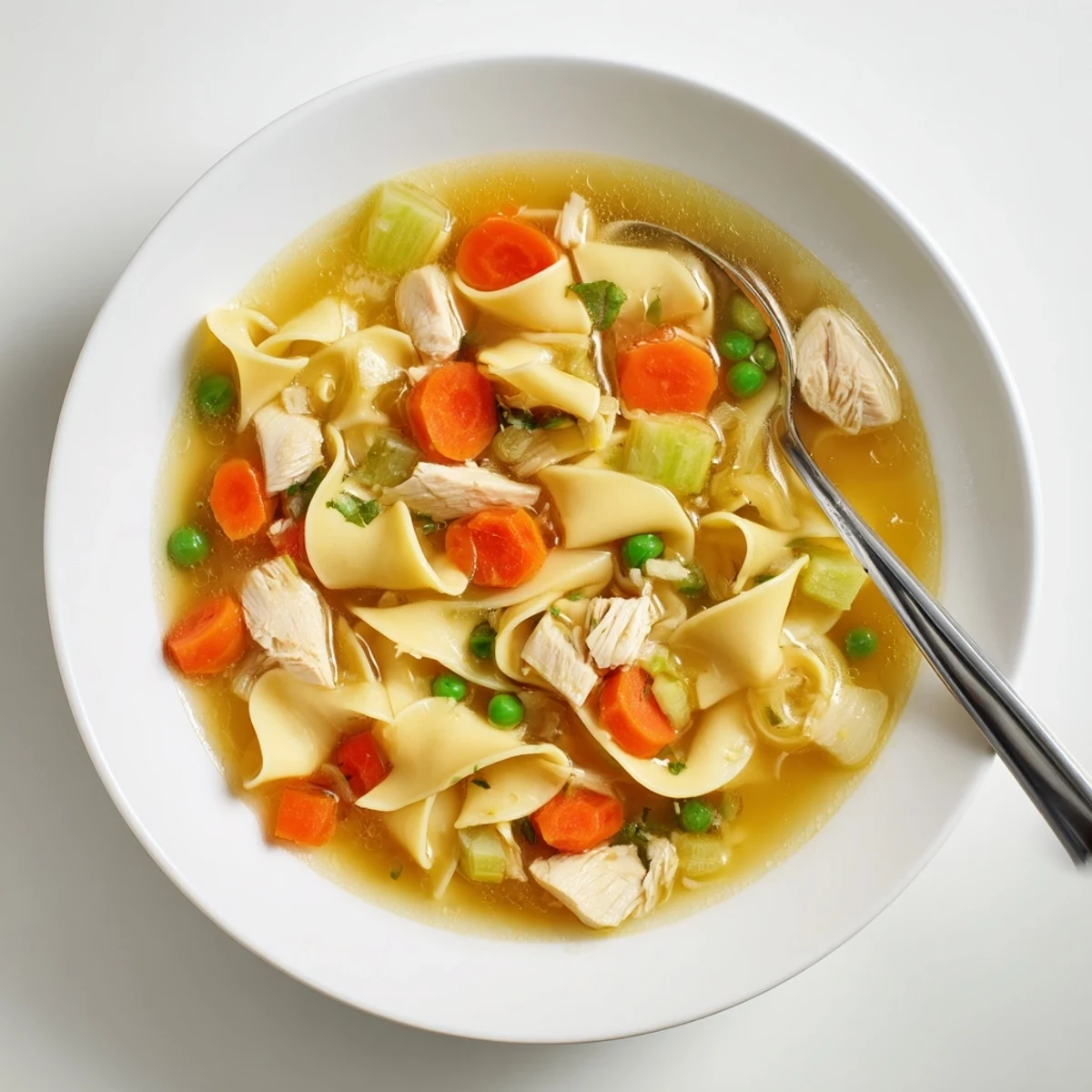 Creamy one pot chicken and noodles served hot in a bowl with fresh parsley