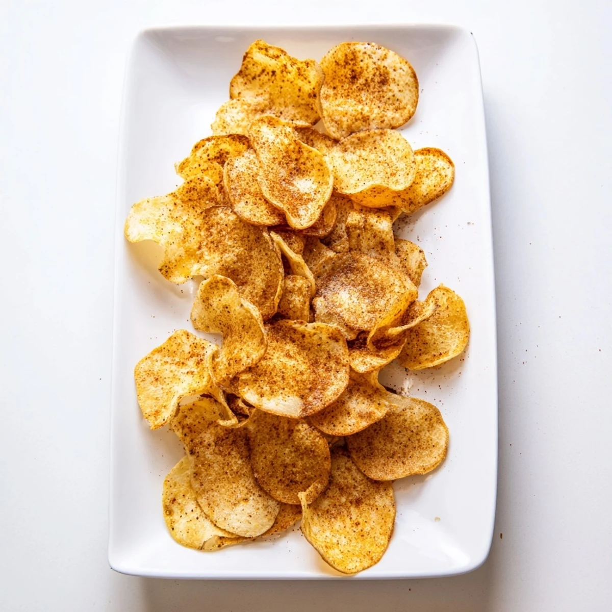 Golden brown crispy chickpea chips arranged on a wooden board ready for dipping