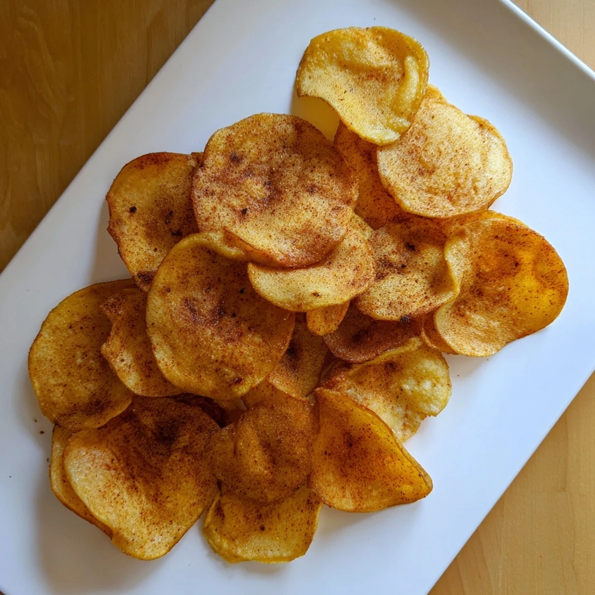 Stack of crunchy gluten-free chickpea chips paired with creamy hummus for snacking
