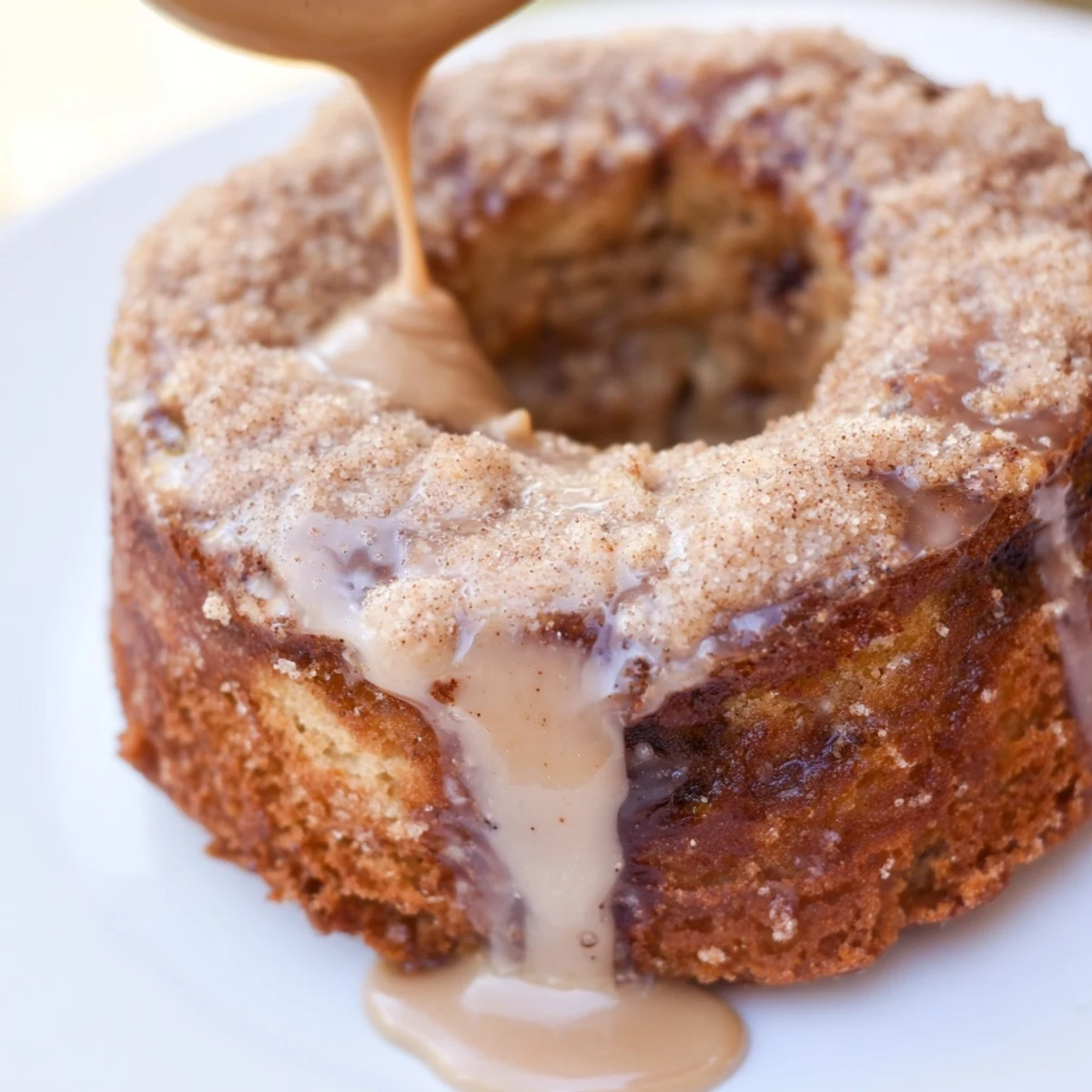Soft baked banana bread donuts with powdered sugar dusting and cinnamon sprinkles