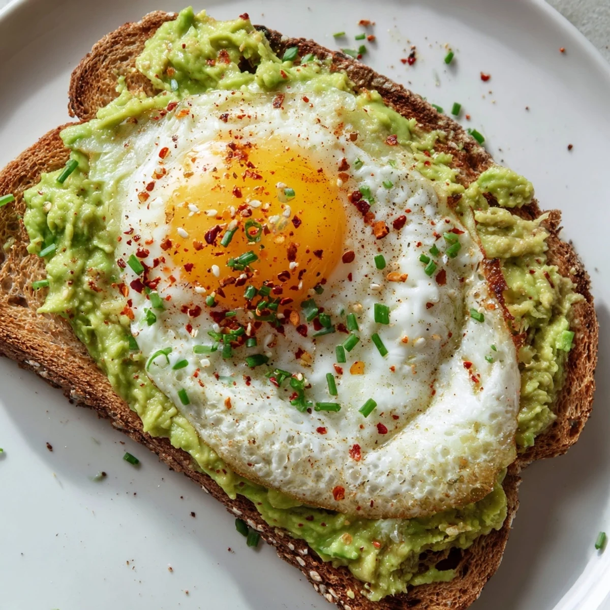 Whole grain toast spread with seasoned avocado and topped with a runny yolk egg for this simple avocado toast with egg recipe