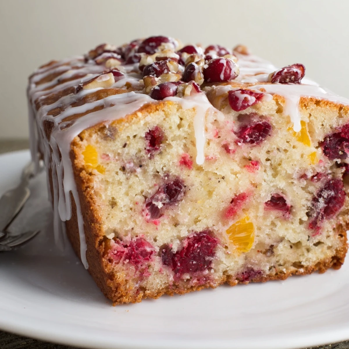 Warm Cranberry Orange Bread served with melting butter and Earl Grey