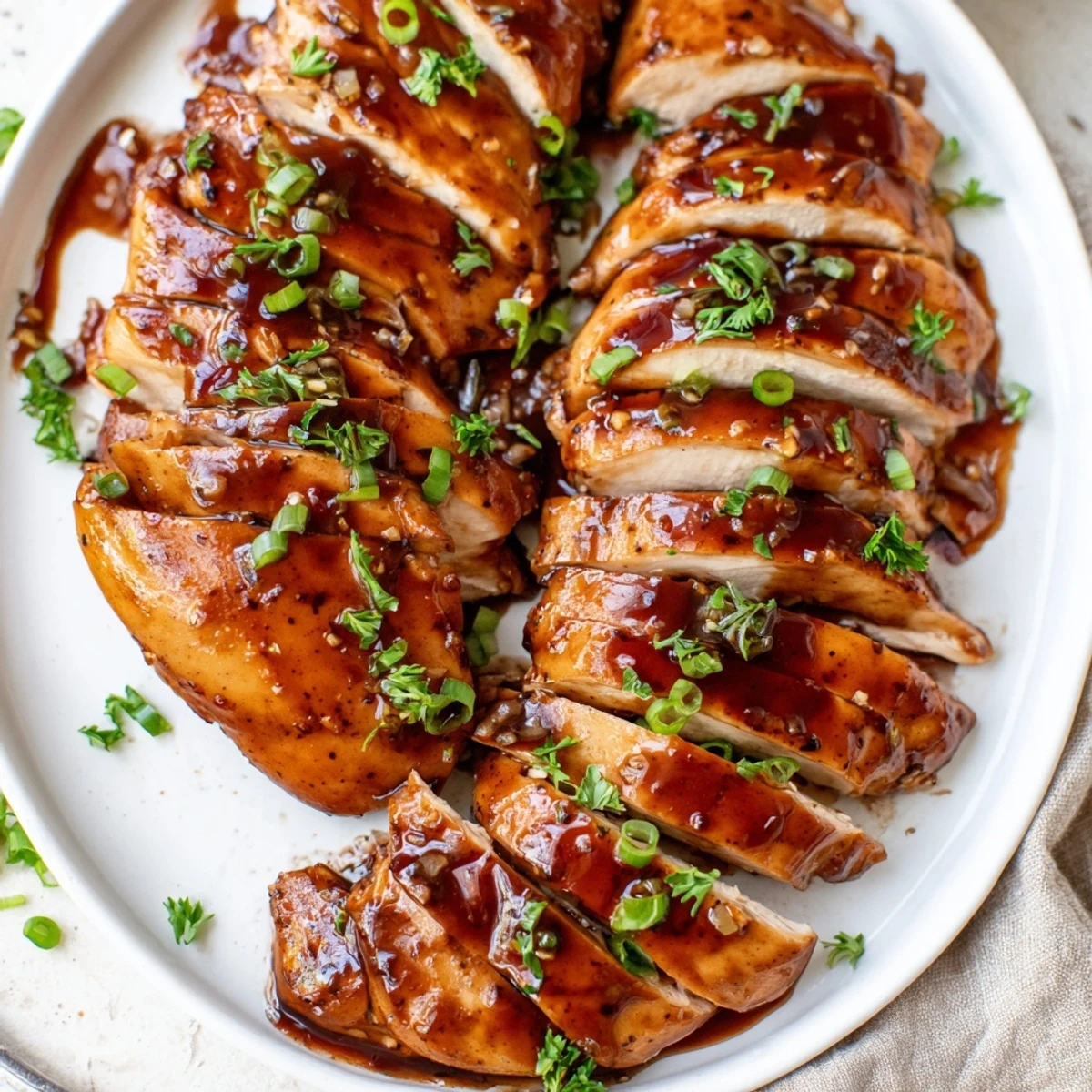 Slow Cooker Brown Sugar Garlic Chicken glazed, tender breasts spooned over steamed rice