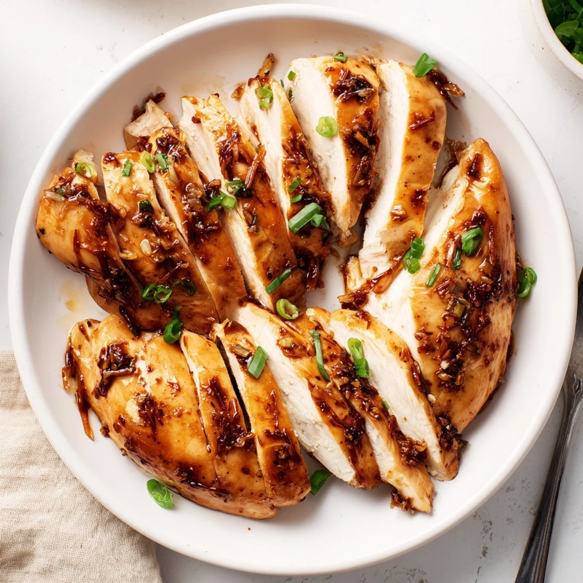 Caramelized Slow Cooker Brown Sugar Garlic Chicken releasing sticky sweet-salty sauce, garnished with parsley