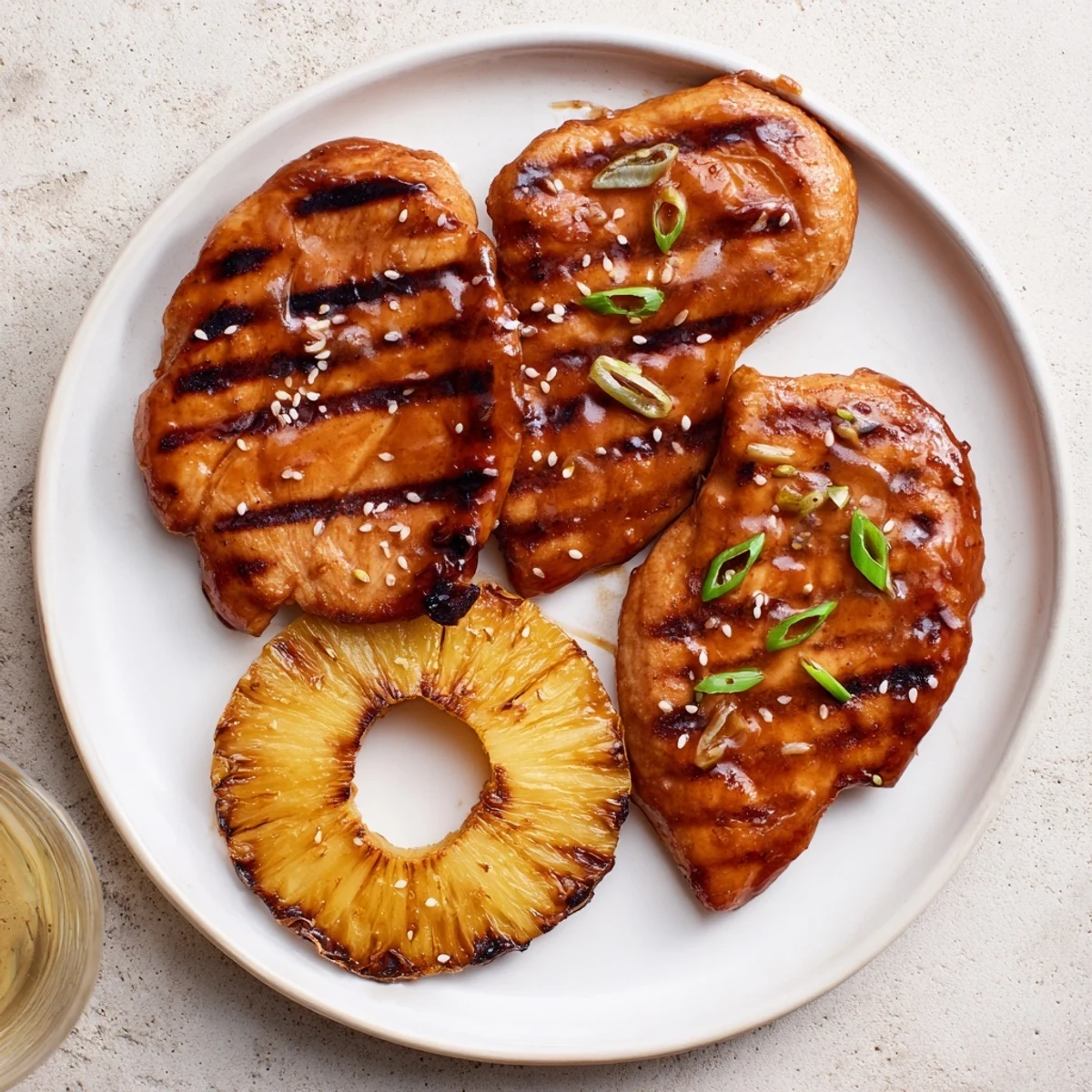 Juicy Grilled Aloha Chicken marinated in sweet pineapple-soy glaze, served warm.