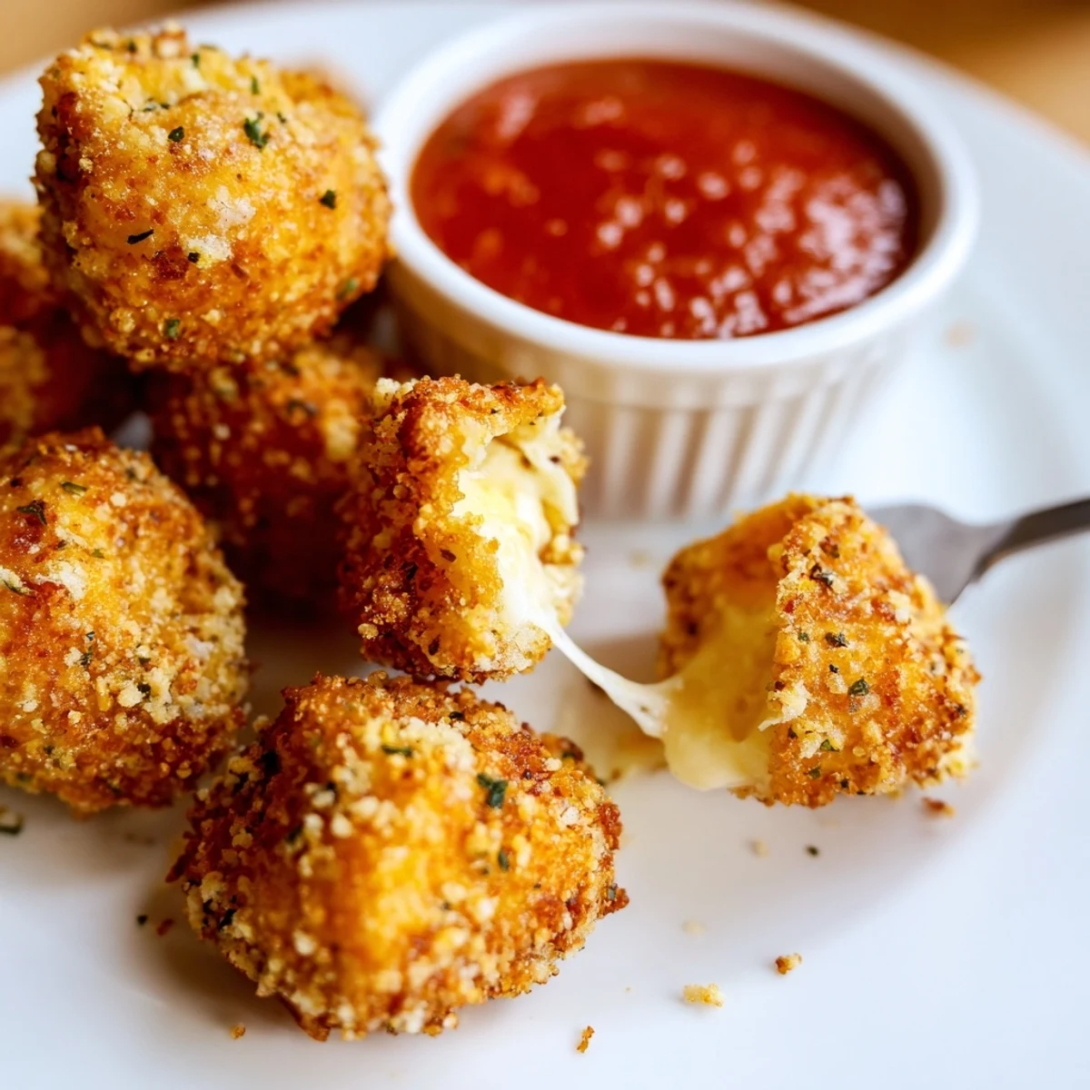 Tray of steaming, herb-crusted bites — Crispy Tortellini Party Snacks Recipe.
