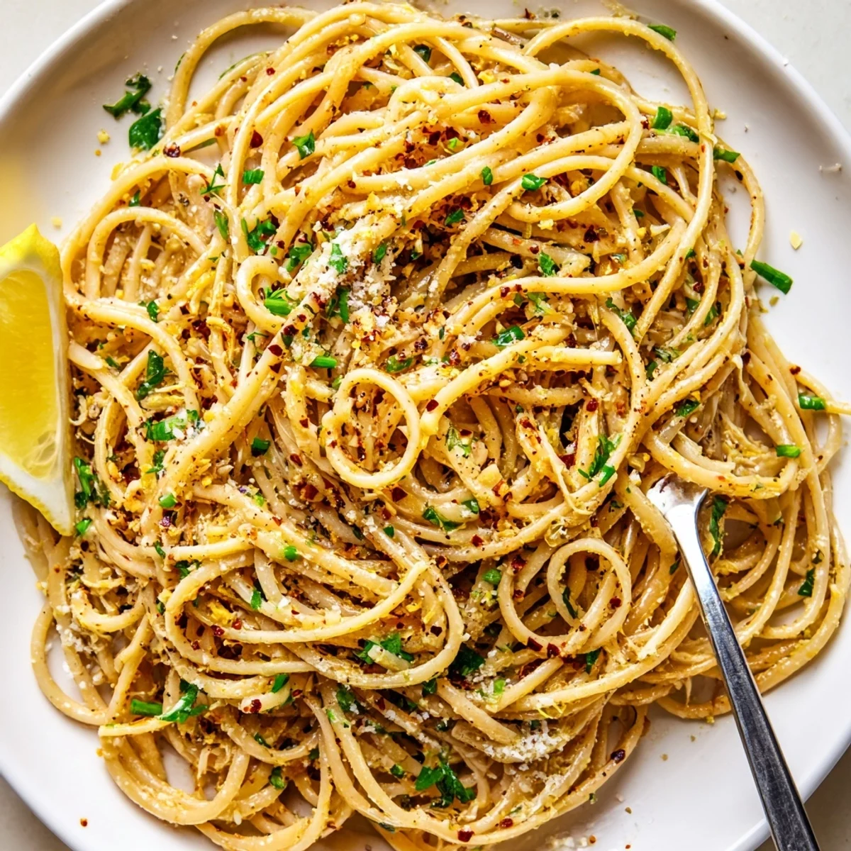 Warm Cowboy Butter Pasta crowned with grated parmesan, zesty lemon, fresh parsley.