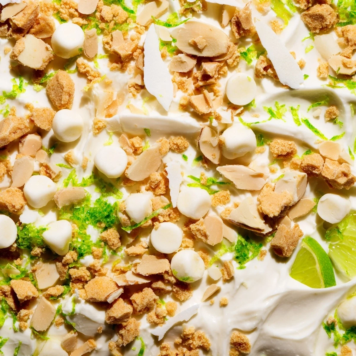 Creamy Greek yogurt bark topped with crushed graham crackers and fresh lime zest