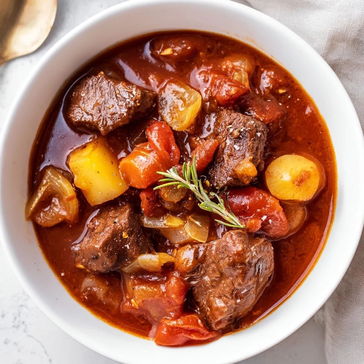 Hearty Spezzatino Di Manzo Italian Beef Stew with fork-tender meat and potatoes
