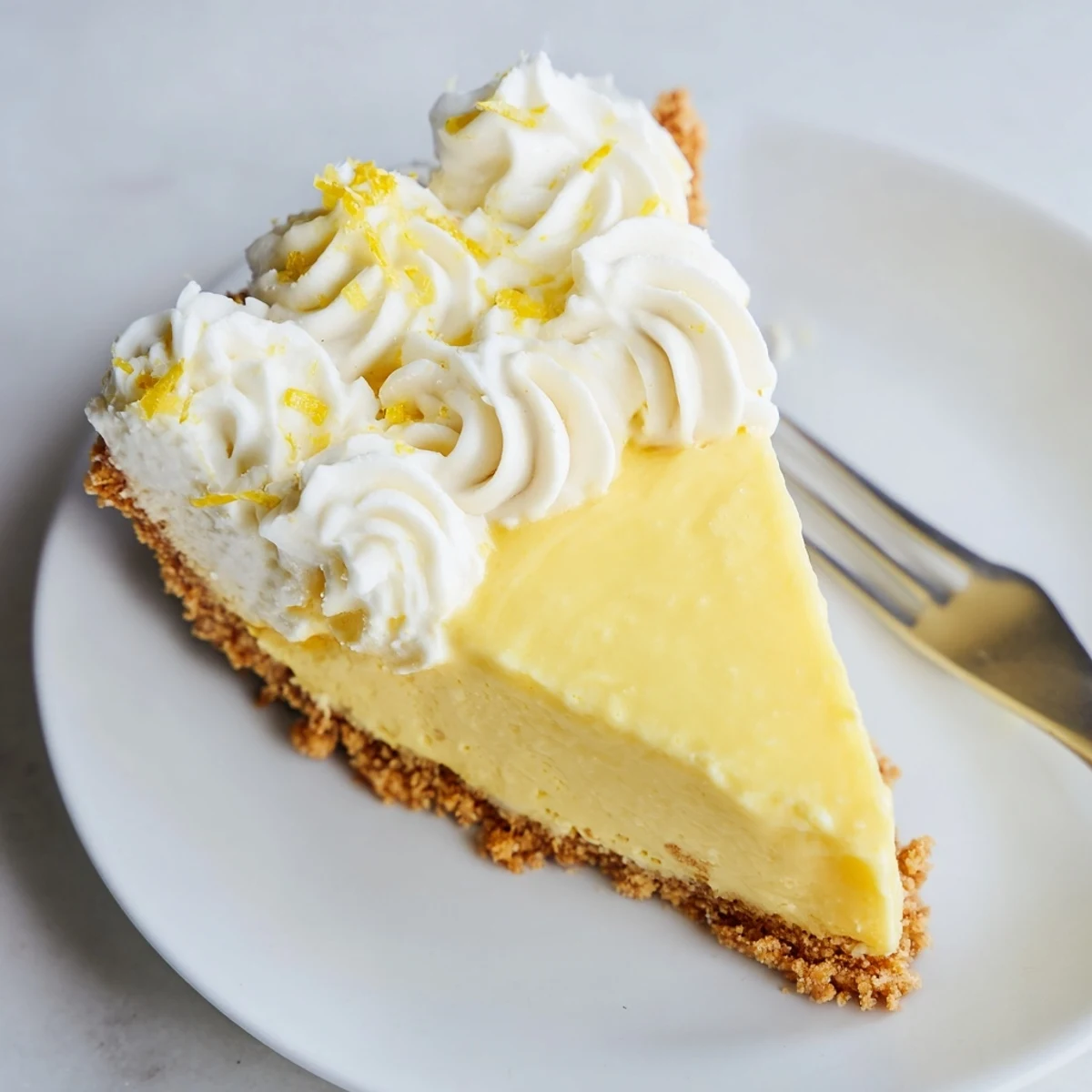Creamy Real Lemon Pie Recipe with golden graham crust and fluffy whipped topping
