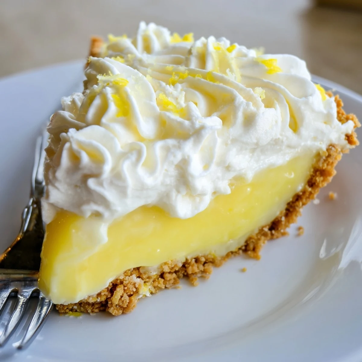 Silky tangy Real Lemon Pie Recipe crowned with pillowy whipped cream and citrus zest