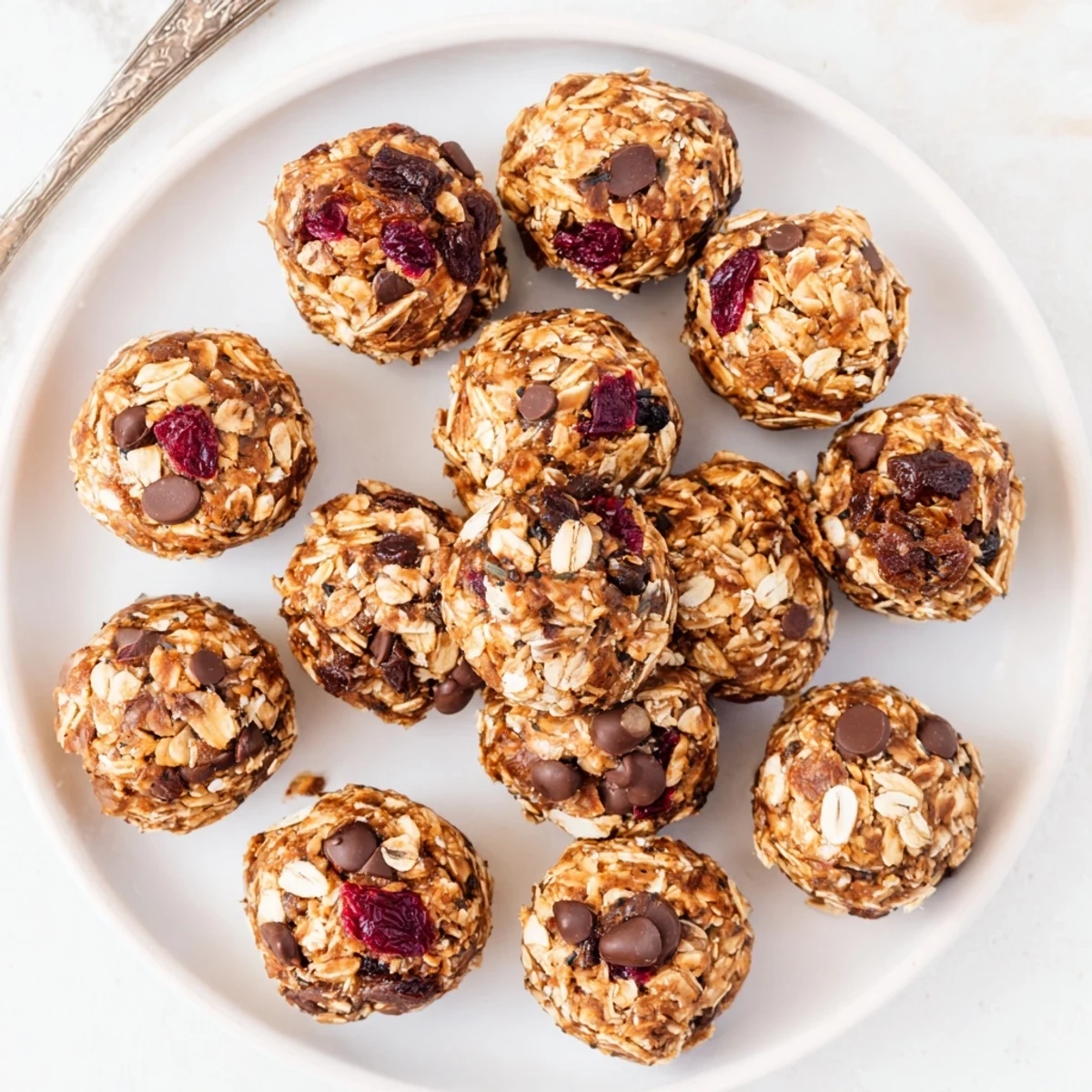 Bite-sized date energy balls with oats and almonds, ready for healthy snacking
