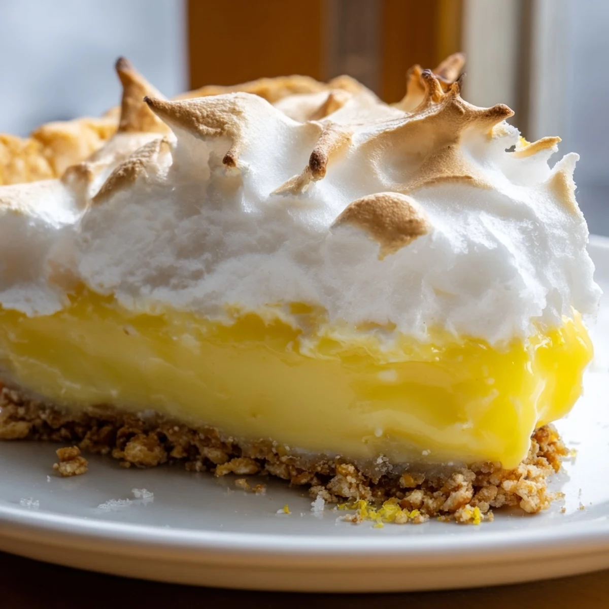 Silky real lemon pie recipe served chilled with a perfectly toasted meringue swirl